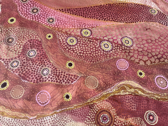 Aboriginal art dot work pink aesthetic first nations