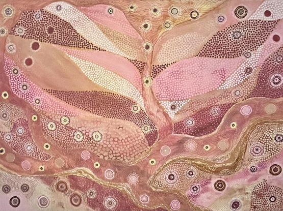 Aboriginal art dot work pink aesthetic first nations