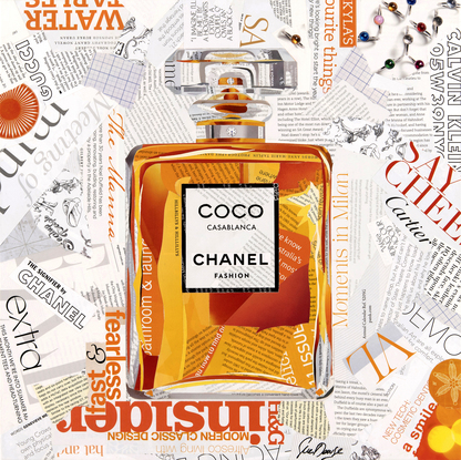 Coco Chanel bottle collage