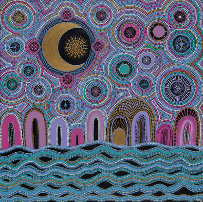 Stars moon ocean ancestors dots indigenous art