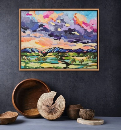 Bold colourful landscape painting 