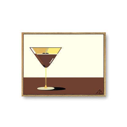 Retro espresso martini cocktail in brown, green and yellow