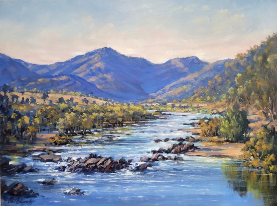 Beautiful river scene in Northern NSW showing the running Mann River at Jackadgery West of Grafton.