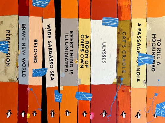 Orange Penguin book spines