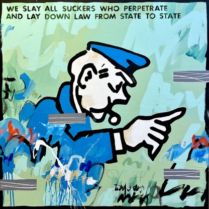 Expressive painting of the Monopoly Policeman 