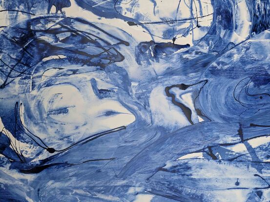 An abstract in ultramarine blue cobalt blue and white