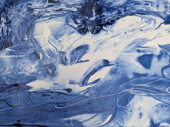 An abstract in ultramarine blue cobalt blue and white