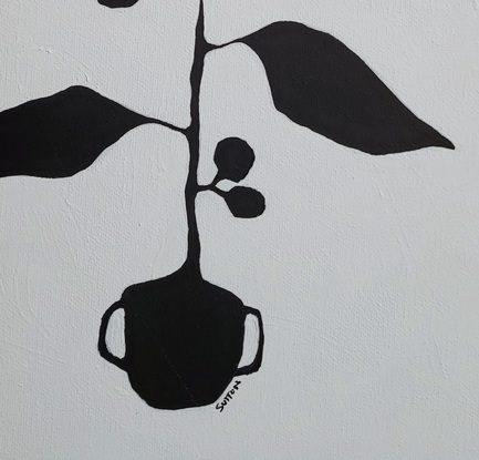 Black and white plant paintings