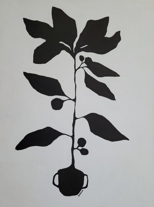 Black and white plant paintings