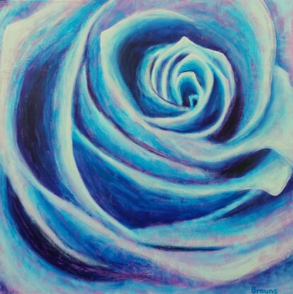 POWERFUL BLUE ROSE THAT FILL THE CANVAS