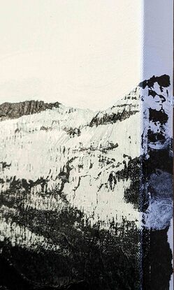 A black and white abstract landscape of moountains