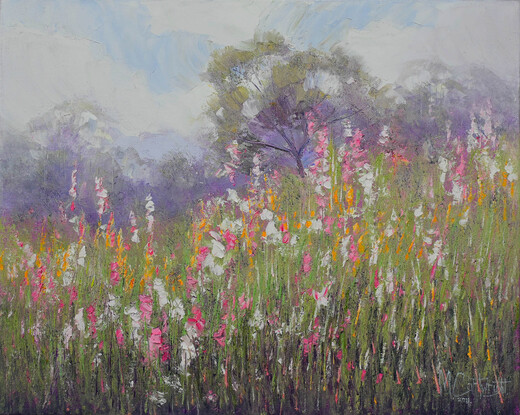 Western Australian wildflowers landscape oil painting