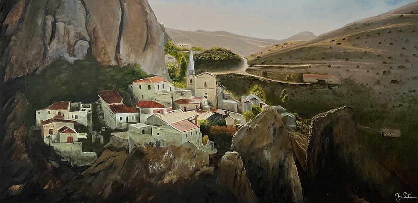 Calabrian Italian Mountain  Village on Morning light