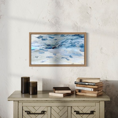 Tree trunk imagery edited to create an abstract seascape. This statement piece is perfect for any interior space. Printed on canvas and framed, ready to hang.