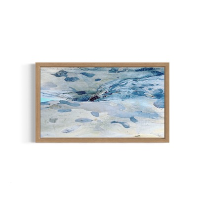 Tree trunk imagery edited to create an abstract seascape. This statement piece is perfect for any interior space. Printed on canvas and framed, ready to hang.