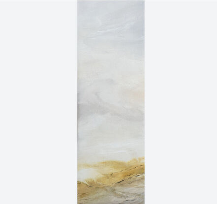 An abstract of clouds and landscape in earth colours of brown, cream, green, olive, beige and grey