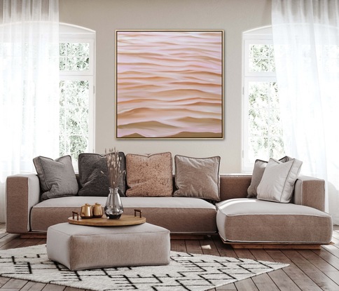 Ripples on water surface in blush pink and brown. Realistic with an abstract feel