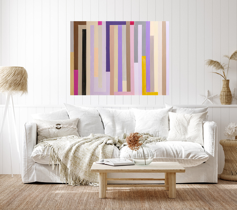 Vertical multi coloured stripes purples