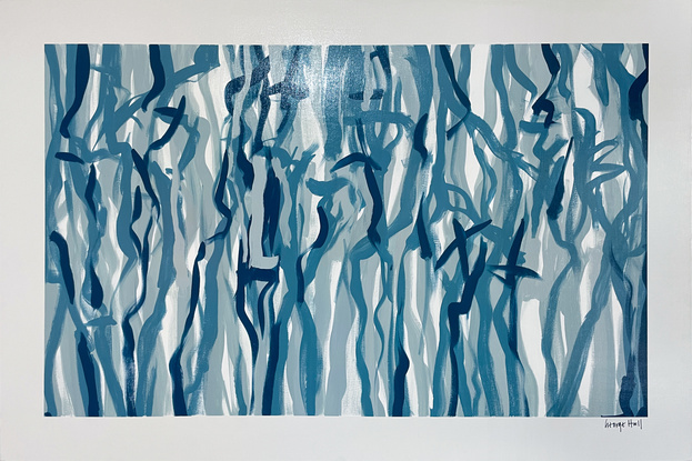 Blue Dancing in the shadows at night Abstract Painting