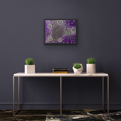 This piece captures the beauty of jacaranda trees in bloom.