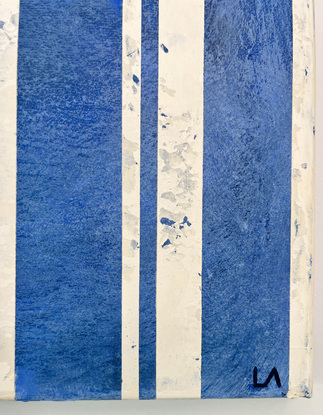 Blue and cream abstract vertical stripes 