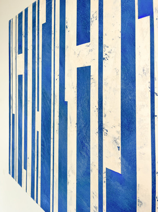 Blue and cream abstract vertical stripes 