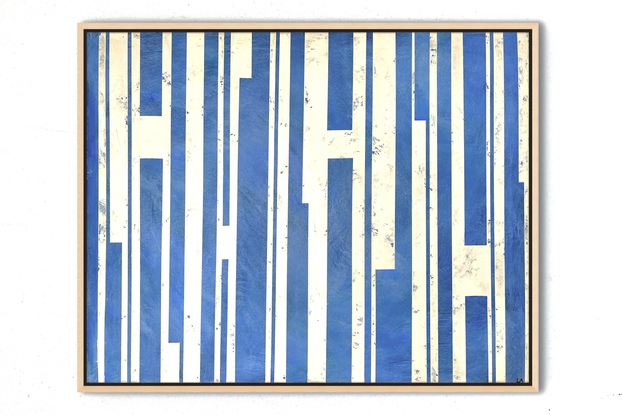 Blue and cream abstract vertical stripes 