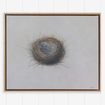 Still life oil painting of a bird nest by Sunshine Coast artist Nicole Reed