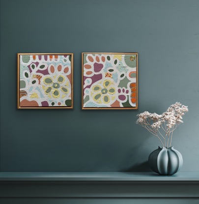 framed pair of abstract neurographic nature art 