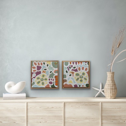 framed pair of abstract neurographic nature art 