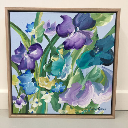 small purple iris flower painting