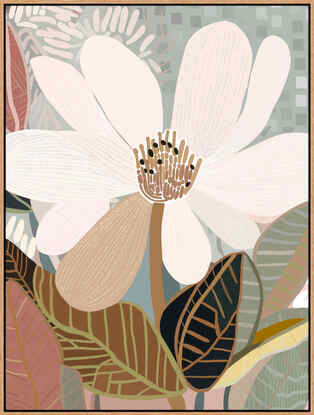 Magnolia Framed Canvas - a modern and abstract floral framed canvas print.