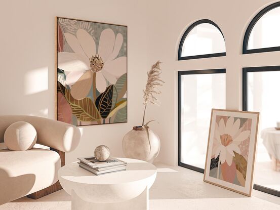 Magnolia Framed Canvas - a modern and abstract floral framed canvas print.