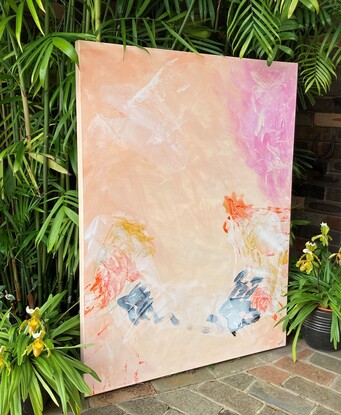 Pastel apricot and blush abstract