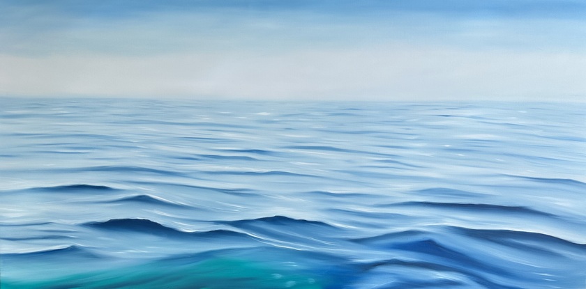 Ocean ripples with penetrating light on a large sea