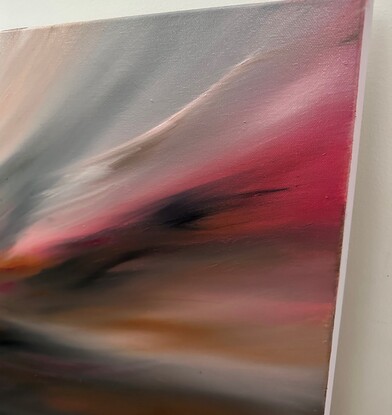 This oil abstract painting celebrates movement and the release of colour 