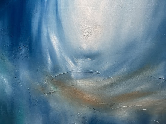 Abstract blending of blue, white and brown to create flow, movement and release of colour