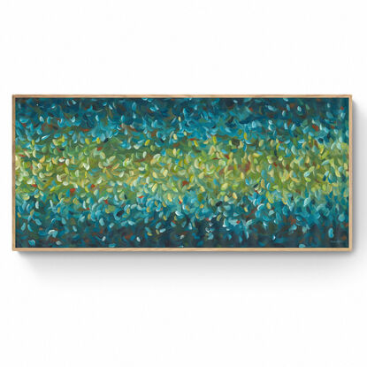 Large blue and green impressionist water abstract canvas print