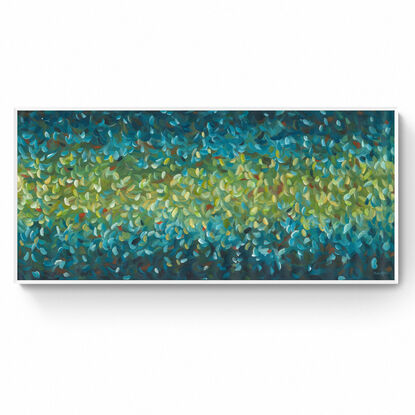 Large blue and green impressionist water abstract canvas print