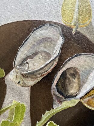 Australian still life with banksia and oysters