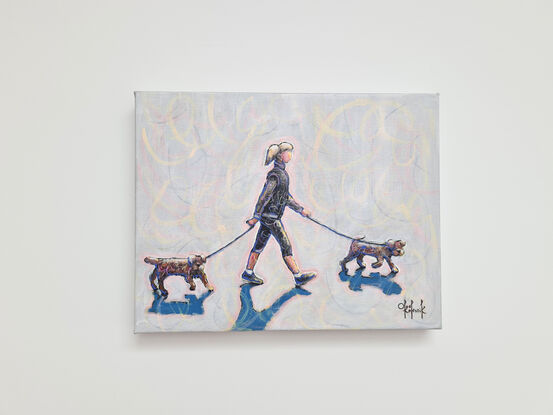 Woman with two dogs