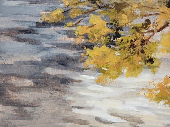 water; lake; fall; branches; autumn; contemporary; expressionism
