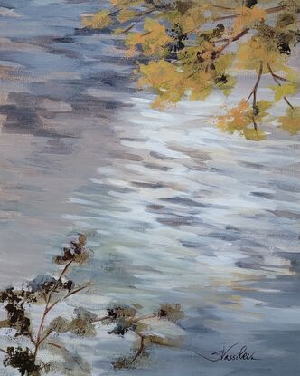 water; lake; fall; branches; autumn; contemporary; expressionism
