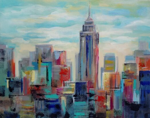 New York; cityscape; Manhattan; landmark; Empire state building; colorful;