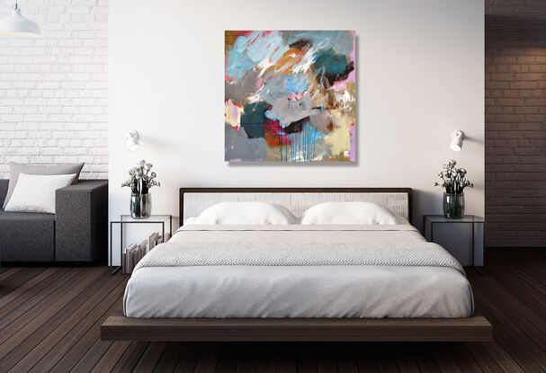 Multicolored abstract painting on gallery wrapped canvas