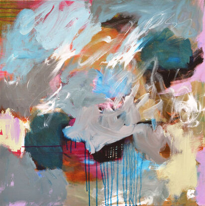 Multicolored abstract painting on gallery wrapped canvas