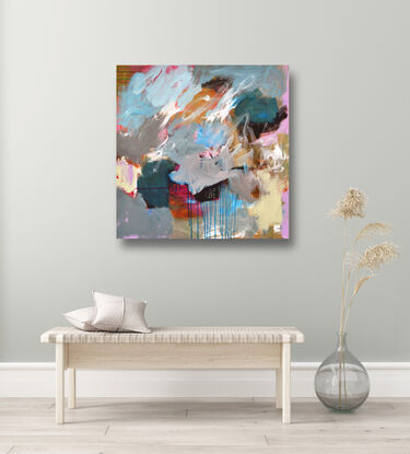 Multicolored abstract painting on gallery wrapped canvas