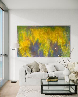 large abstract pastel painting of a wisteria in autumn colour 