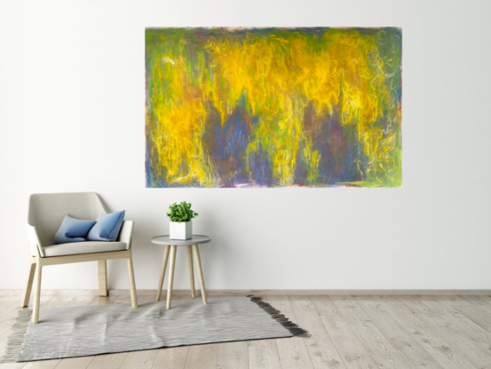 large abstract pastel painting of a wisteria in autumn colour 