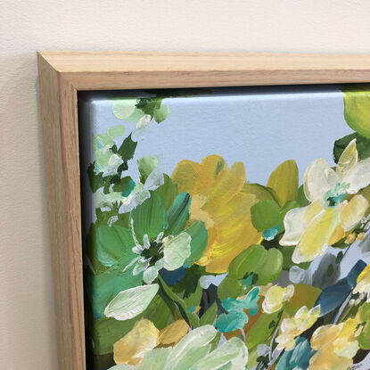 small yellow and green abstract floral painting